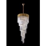 Brewer 70cm Pendant Round 5 Layer Spiral 23 Light E14, Brass/Clear Sculpted Glass, Item Weight: 57kg