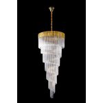 Brewer 90cm Pendant Round 7 Layer Spiral 31 Light E14, Brass/Clear Sculpted Glass, Item Weight: 93kg