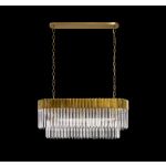 Brewer 100 x 32cm Linear Pendant Rectangle 5 Light E14, Brass/Clear Sculpted Glass, Item Weight: 21.2kg