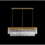 Brewer 150 x 40cm Linear Pendant Rectangle 7 Light E14, Brass/Clear Sculpted Glass, Item Weight: 28kg