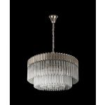 Brewer 80cm Pendant Round 12 Light E14, Polished Nickel/Clear Sculpted Glass, Item Weight: 25.4kg