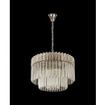 Brewer 60cm Pendant Round 8 Light E14, Polished Nickel/Clear Sculpted Glass Item Weight: 18kg