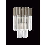 Brewer 27.5 x H41cm Wall 3 Light E14, Polished Nickel/Clear Sculpted Glass