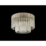 Brewer 60cm Flush Ceiling Round 7 Light E14, Polished Nickel/Clear Sculpted Glass,Item Weight: 15kg