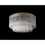 Brewer 80cm Flush Ceiling Round 12 Light E14, Polished Nickel/Clear Sculpted Glass, Item Weight: 29kg