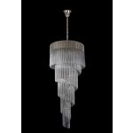 Brewer 70cm Pendant Round 5 Layer Spiral 23 Light E14, Polished Nickel/Clear Sculpted Glass, Item Weight: 57kg