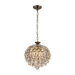 Coniston 35cm Pendant, 3 Light E14, Antique Brass/Crystal