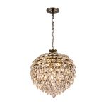 Coniston 45cm Pendant, 6 Light E14, Antique Brass/Crystal