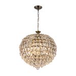 Coniston 54cm Pendant, 9 Light E14, Antique Brass/Crystal Item Weight: 20kg