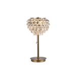 Coniston Crystal Table Lamp, 2 Light E14, Antique Brass