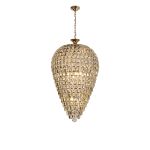 Coniston 60cm Acorn Pendant, 16 Light E14, French Gold/Crystal, Item Weight: 40.60kg