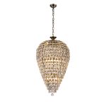 Coniston 60cm Acorn Pendant, 16 Light E14, Antique Brass/Crystal, Item Weight: 40.60kg