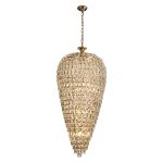 Coniston 60cm Tall Acorn Pendant, 20 Light E14, French Gold/Crystal, Item Weight: 48.30kg