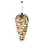 Coniston 60cm Tall Acorn Pendant, 20 Light E14, Antique Brass/Crystal, Item Weight: 48.30kg