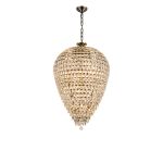 Coniston 80cm Acorn Pendant, 25 Light E14, Antique Brass/Crystal, Item Weight: 64.60kg