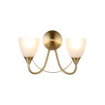 Cooper Wall Lamp 2 Light E14 Antique Brass/Opal Glass