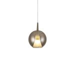 Elsa 25cm Assembly Pendant (WITHOUT PLATE) With Round Shade, 1 Light E27, Chrome Glass With Frosted Inner Cone