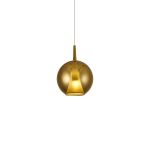 Elsa 25cm Assembly Pendant (WITHOUT PLATE) With Round Shade, 1 Light E27, Gold Glass With Frosted Inner Cone