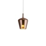 Elsa 22.5cm Assembly Pendant (WITHOUT PLATE) With Inverted Bell Shade, 1 Light E27, Copper Glass With Frosted Inner Cone