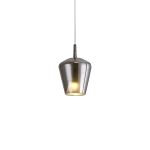 Elsa 22.5cm Assembly Pendant (WITHOUT PLATE) With Inverted Bell Shade, 1 Light E27, Chrome Glass With Frosted Inner Cone