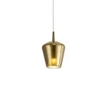 Elsa 22.5cm Assembly Pendant (WITHOUT PLATE) With Inverted Bell Shade, 1 Light E27, Gold Glass With Frosted Inner Cone