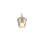 Elsa 22.5cm Assembly Pendant (WITHOUT PLATE) With Inverted Bell Shade, 1 Light E27, Bronze Glass With Frosted Inner Cone