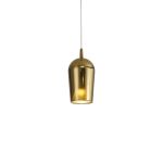 Elsa 17cm Assembly Pendant (WITHOUT PLATE) With Champagne Glass Shade, 1 Light E27, Gold Glass With Frosted Inner Cone