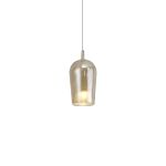 Elsa 17cm Assembly Pendant (WITHOUT PLATE) With Champagne Glass Shade, 1 Light E27, Bronze Glass With Frosted Inner Cone