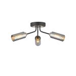 Vico 43.6cm Ceiling, 3 Light G9, Anthracite/Satin Nickel/Smoked Glass