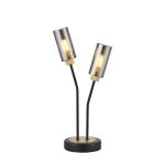 Vico Table Lamp, 2 Light G9, Satin Black/Gold/Smoked Glass