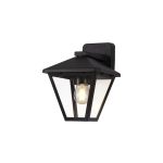 Luqi Downward Wall Lamp, 1 x E27, IP44, Black/Clear Glass, 2yrs Warranty