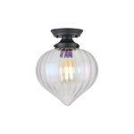 Mia 23cm Flush Fitting With Flower Bud Shade 1 x E27, Satin Black/Iantipastiscent Faded