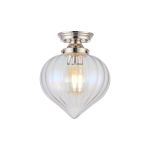 Mia 23cm Flush Fitting With Flower Bud Shade 1 x E27, Polished Nickel/Iantipastiscent Faded