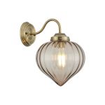 Mia Wall Light With Flower Bud Shade 1 x E27, Antique Brass/Cognac