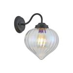 Mia Wall Light With Flower Bud Shade 1 x E27, Satin Black/Iantipastiscent Faded