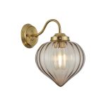 Mia Wall Light With Flower Bud Shade 1 x E27, Brass/Cognac