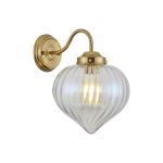 Mia Wall Light With Flower Bud Shade 1 x E27, Brass/Iantipastiscent Faded