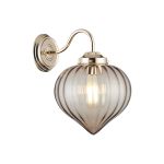 Mia Wall Light With Flower Bud Shade 1 x E27, French Gold/Cognac