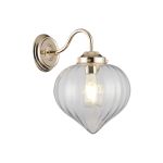 Mia Wall Light With Flower Bud Shade 1 x E27, French Gold/Clear