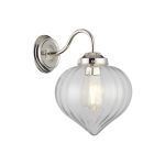 Mia Wall Light With Flower Bud Shade 1 x E27, Polished Nickel/Clear