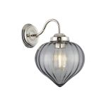 Mia Wall Light With Flower Bud Shade 1 x E27, Polished Nickel/Smoke