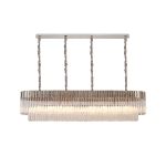 Vita 180 x 40cm Linear Pendant, 9 Light E14, Polished Nickel/Clear Sculpted Glass, Item Weight: 47kg