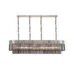 Vita 180 x 40cm Linear Pendant, 9 Light E14, Polished Nickel/Smoked Sculpted Glass, Item Weight: 47kg