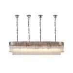 Vita 180 x 40cm Linear Pendant With Bell Cup, 9 Light E14, Polished Nickel/Clear Sculpted Glass, Item Weight: 44kg