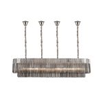 Vita 180 x 40cm Linear Pendant With Bell Cup, 9 Light E14, Polished Nickel/Smoked Sculpted Glass, Item Weight: 44kg