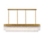 Vita 200 x 40cm Linear Pendant, 10 Light E14, Brass/Clear Sculpted Glass, Item Weight: 53kg