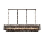 Vita 200 x 40cm Linear Pendant, 10 Light E14, Polished Nickel/Smoked Sculpted Glass, Item Weight: 53kg