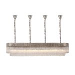 Vita 200 x 40cm Linear Pendant With Bell Cup, 10 Light E14, Polished Nickel/Clear Sculpted Glass, Item Weight: 48kg