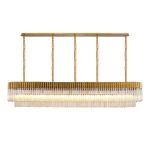 Vita 225 x 40cm Linear Pendant, 12 Light E14, Brass/Cognac Sculpted Glass, Item Weight: 60kg