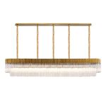 Vita 225 x 40cm Linear Pendant, 12 Light E14, Brass/Clear Sculpted Glass, Item Weight: 60kg